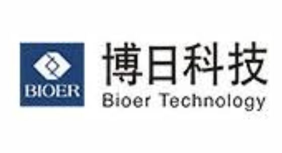 A logo featuring a blue square with a geometric design and the word "BIOER" in white. To the right, Chinese characters are displayed above the words "Bioer Technology.