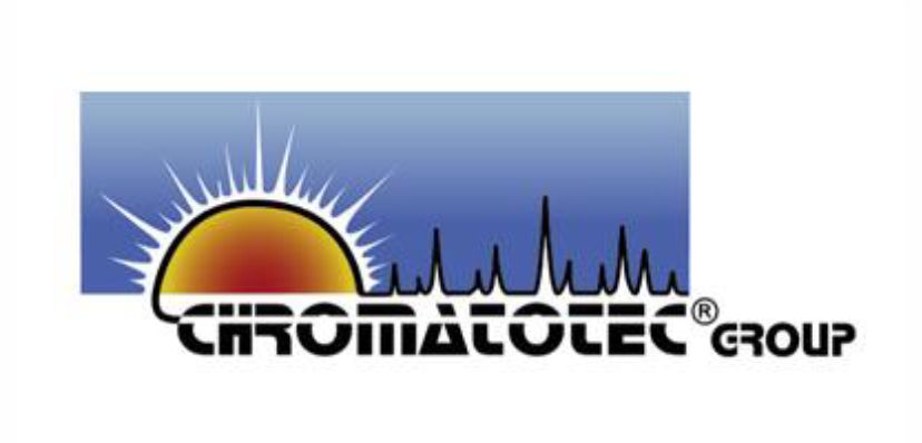 Logo of Chromatotec Group featuring a sun with rays over a gradient blue background. The company's name is written in bold geometric font below the sun, with "Chromatotec" in larger font and "Group" in smaller font on the right.