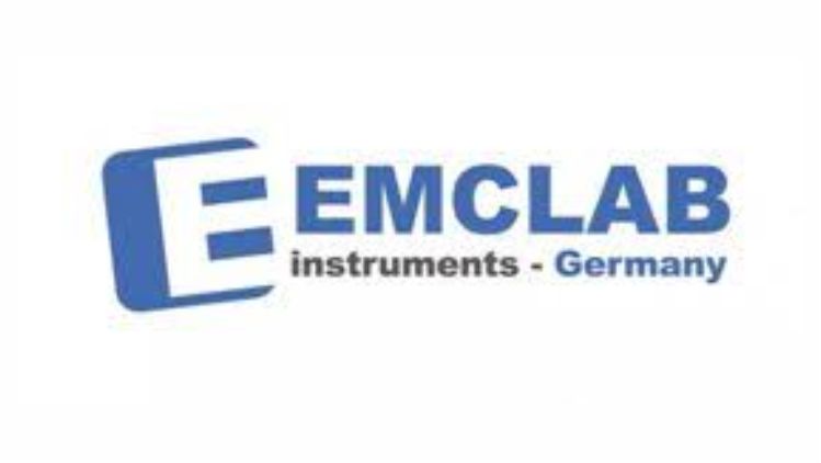 Logo of EMCLAB in blue colour with word EMCLAB instruments- Germany