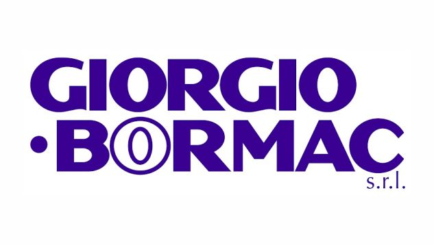 The image features the logo of Giorgio Bormac S.R.L. The text "GIORGIO BORMAC" is written in bold, uppercase, purple letters on a white background. The letter "O" in "BORMAC" is stylized with an inner ring pattern, and the letters "s.r.l." are smaller and in the lower right corner.