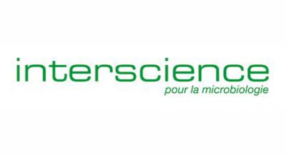 The image displays a logo with the word "interscience" in green lowercase letters, followed by the phrase "pour la microbiologie" in smaller green text underneath. The background is plain white.