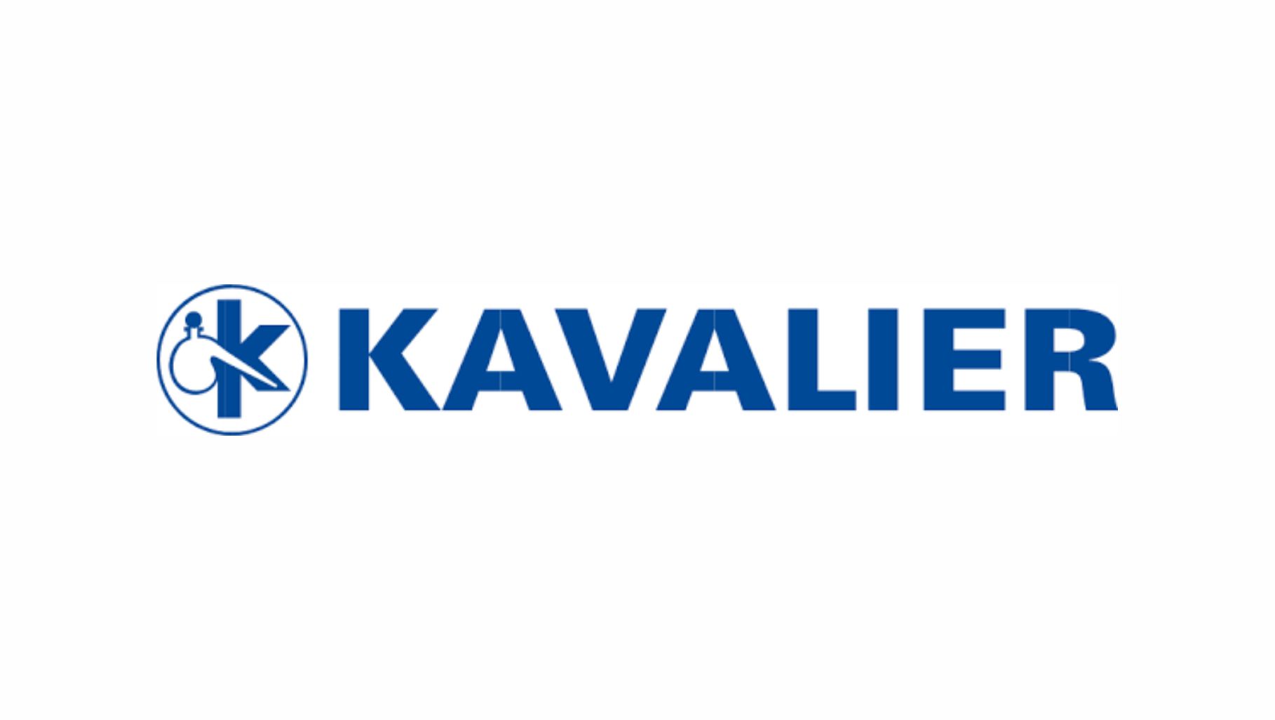 Logo of KAVALIER with word "KAWALIER" in blue colour with bold.